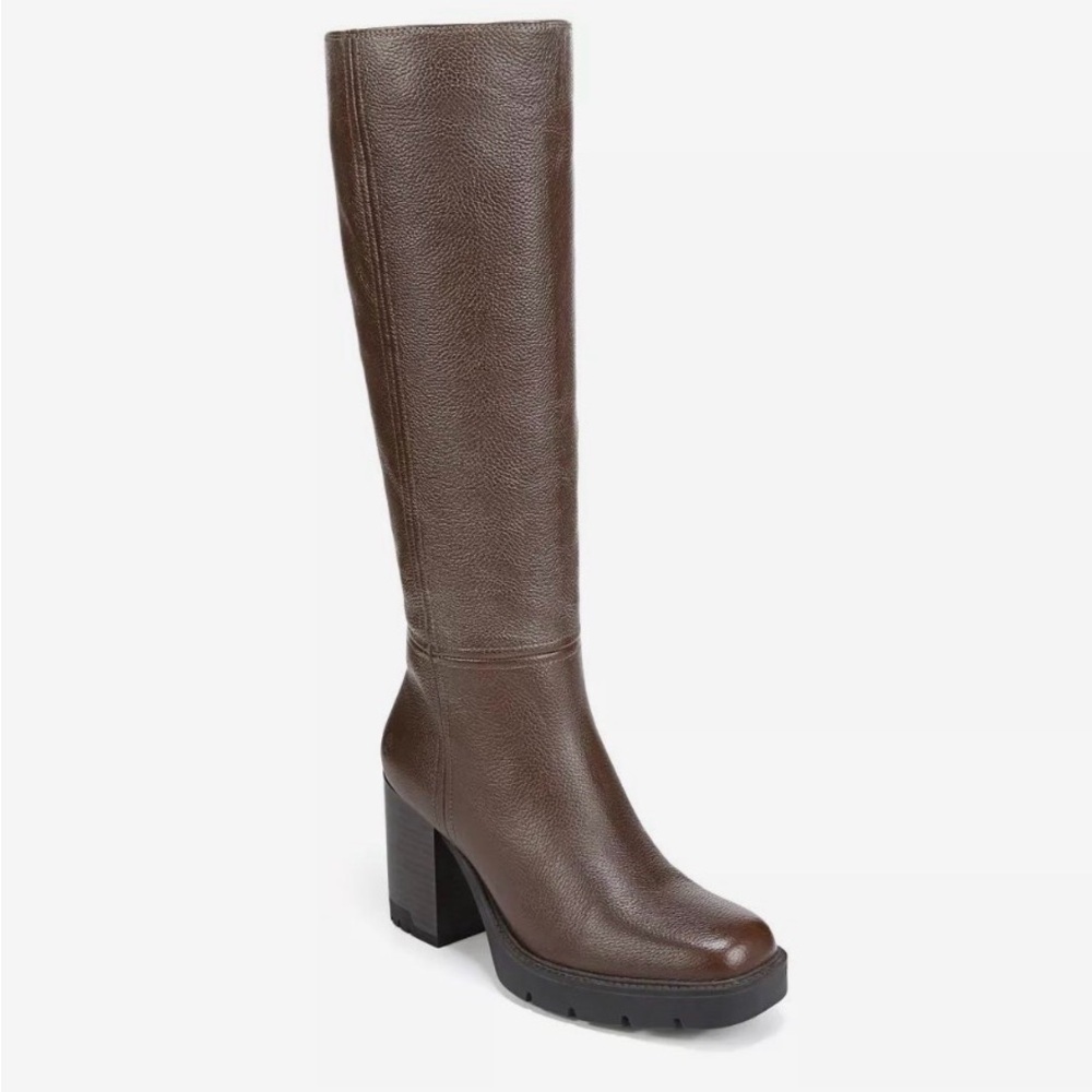 Naturalizer Willow Chocolate Brown Leather Over-the-Knee Block Heel Boots
